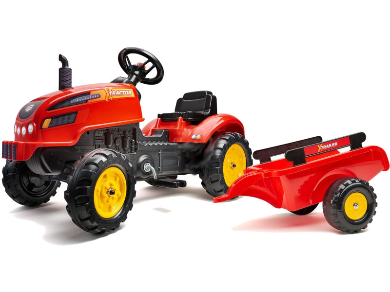 FALK - Šlapací traktor X-Tractor s vlečkou červený | pkmodelar.cz