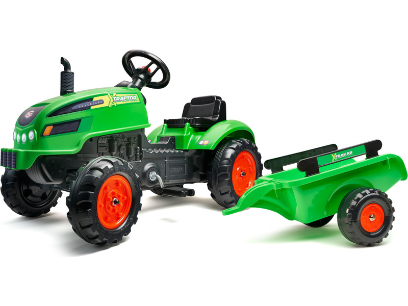 FALK - Šlapací traktor X-Tractor s vlečkou zelený | pkmodelar.cz