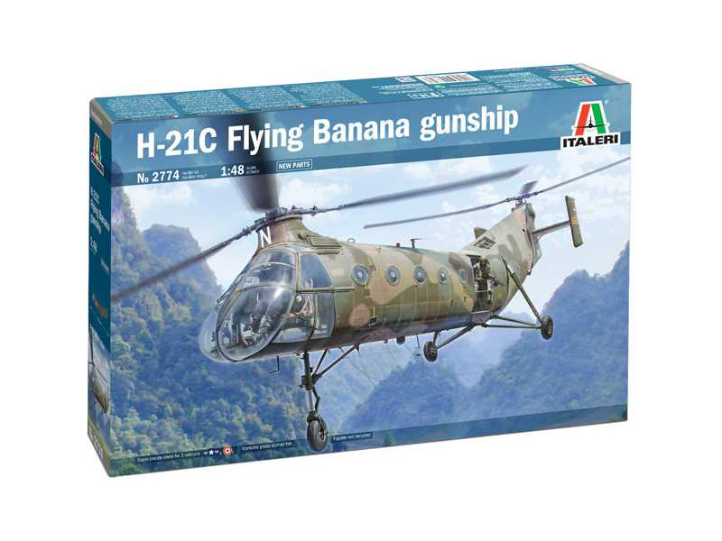 Plastikový model vrtulníku Italeri 2774 Piasecki H-21C Flying Banana GunShip (1:48) | pkmodelar.cz
