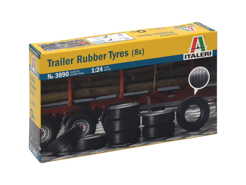 Plastikový model pneumatik Italeri 3890 doplňky - TRAILER RUBBER TYRES (8x) (1:24) | pkmodelar.cz