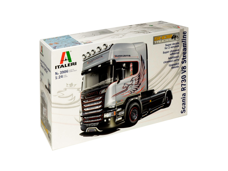 Plastikový model trucku Italeri 3906 SCANIA R730 V8 STREAMLINE ''SILVER GRIFFIN'' 1/24