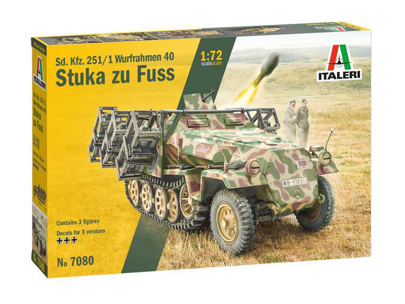 Plastikový model vojenské techniky Italeri 7080 Sd. Kfz. 251/1 Wurfrahmen Stuka zu Fuss (1:72) | pkmodelar.cz