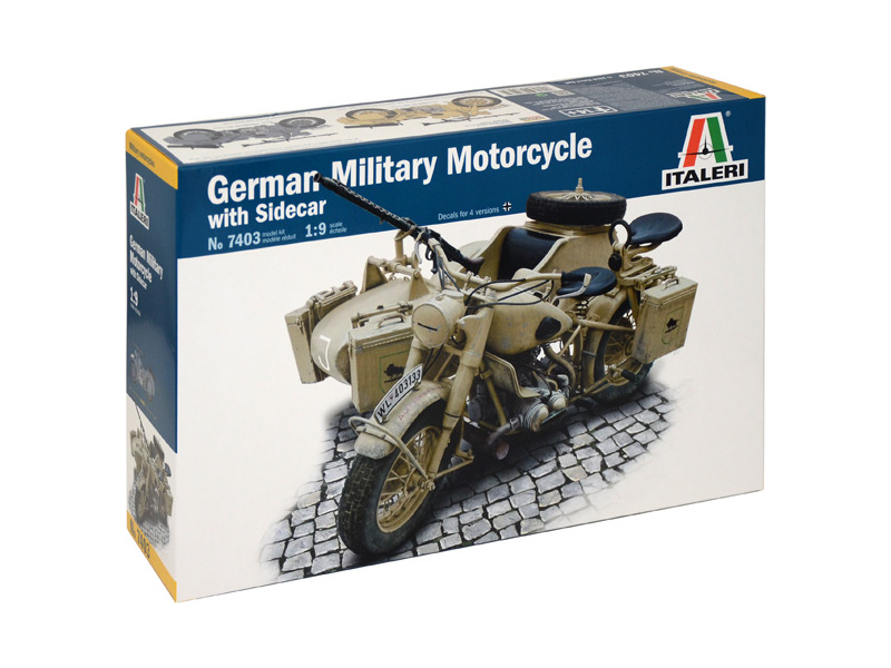 Plastikový model motorky Italeri 7403 German Military Motorcycle with Sidecar (1:9)