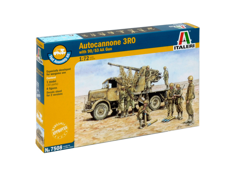 Plastikový model vojenské techniky Italeri 7508 Autocannone RO3 with 90/53 AA Gun (1:72)