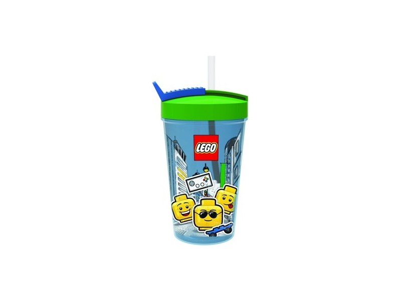 LEGO láhev s brčkem 0.5L - Iconic Boy modrá | pkmodelar.cz