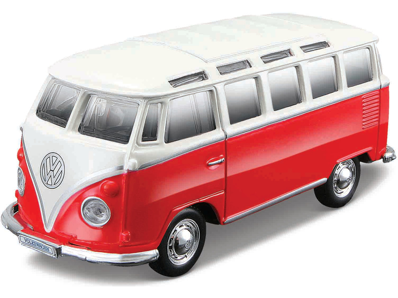 Maisto Volkswagen Van Samba 1:43 bílo-červená