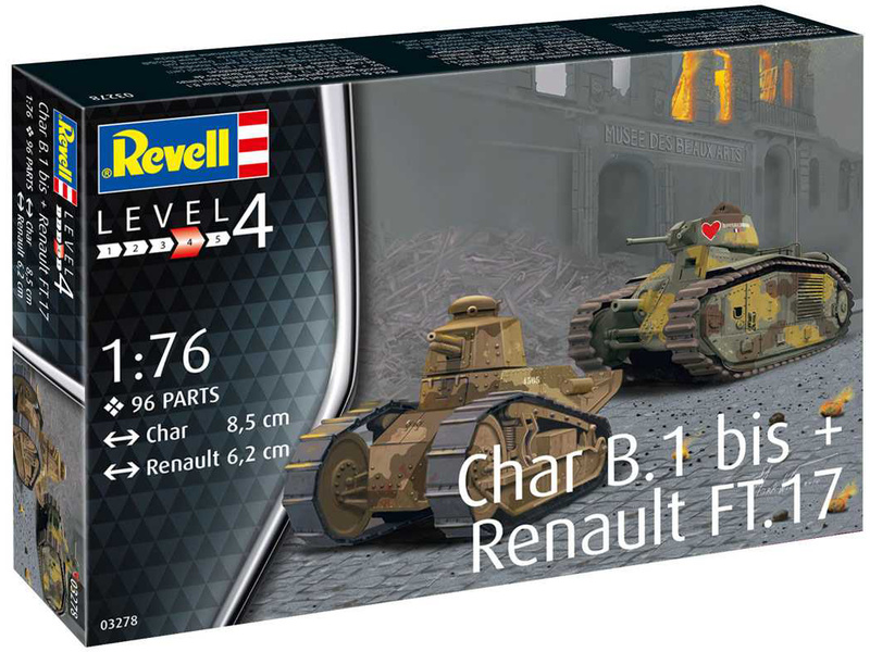 Plastikový model tanku Revell 03278 Char B.1 bis, Renault FT.17 (1:76) | pkmodelar.cz