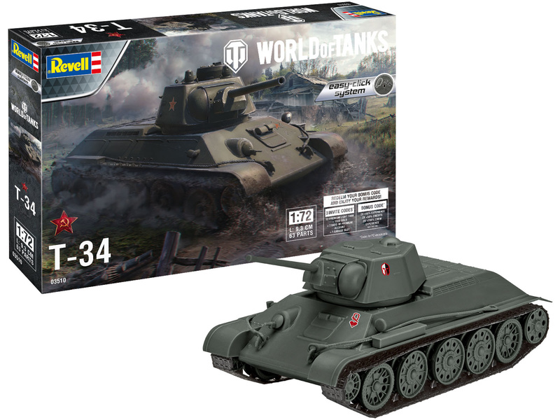 Plastikový model tanku Revell 03510 T-34 (1:72) (World of Tanks)