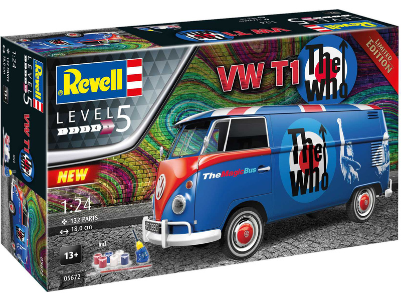 Plastikový model auta Revell 05672 Volkswagen T1 The Who (1:24) (giftset) | pkmodelar.cz