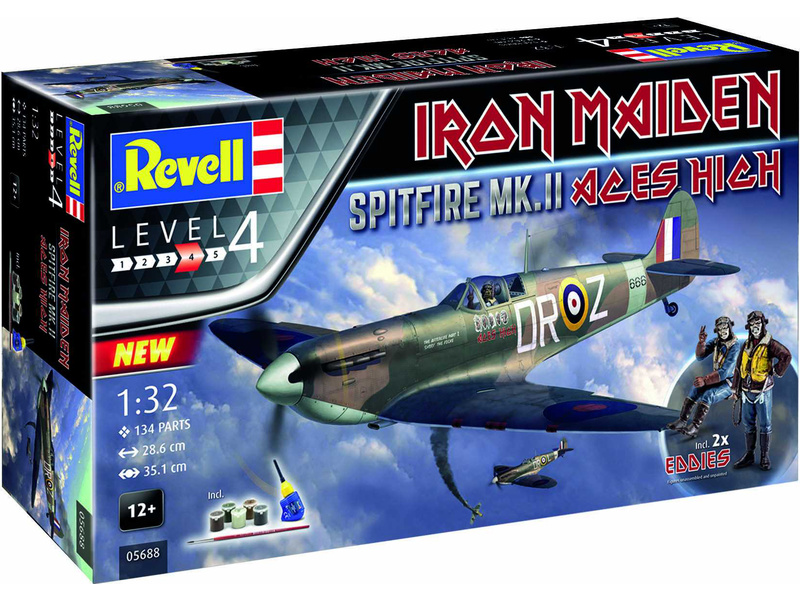 Plastikový model letadla Revell 05688 Spitfire Mk.II Aces High Iron Maiden (1:32) (giftset)