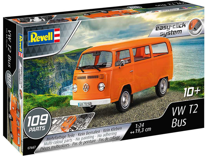 Plastikový model auta Revell 07667 EasyClick - Volkswagen T2 Bus (1:24) | pkmodelar.cz