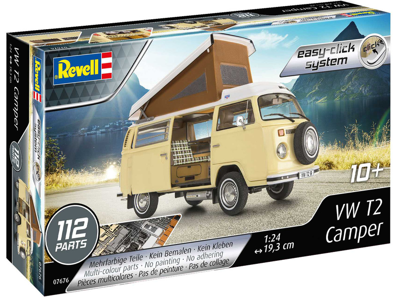 Plastikový model auta Revell 07676 EasyClick - Volkswagen T2 Camper (1:24) | pkmodelar.cz