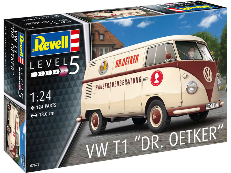 Plastikový model auta Revell 07677 Volkswagen T1 Dr. Oetker (1:24)