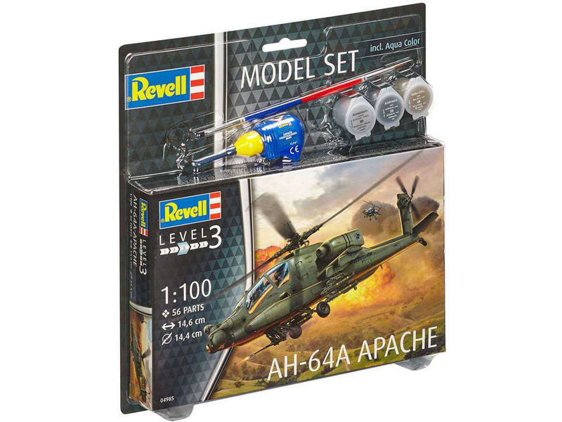 Plastikový model vrtulníku Revell 64985 AH-64A Apache (1:100) sada