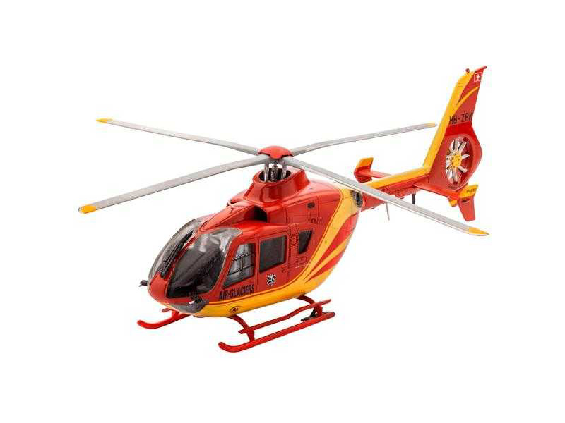 Plastikový model vrtulníku Revell 64986 EC 135 Air-Glaciers (1:72) sada