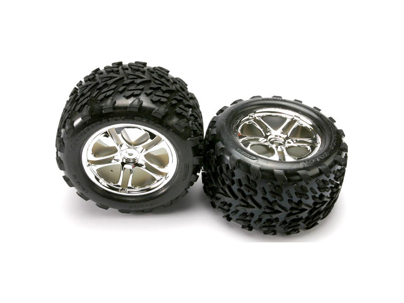 Traxxas kolo 3.8", disk Split Spoke H14 stříbrný, pneu Talon (pár)