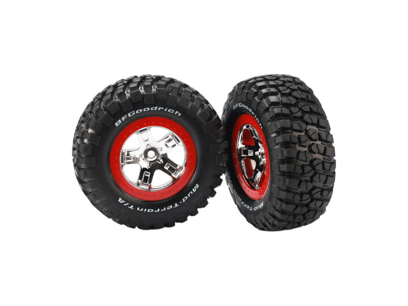 Traxxas kolo 2.2/3.0", disk SCT stříbrný-červený, pneu KM2 (2)