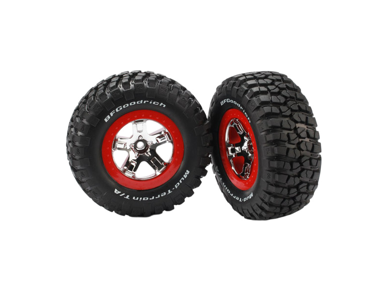 Traxxas kolo 2.2/3.0", disk SCT stříbrný-červený, pneu KM2 (2) (2WD přední)