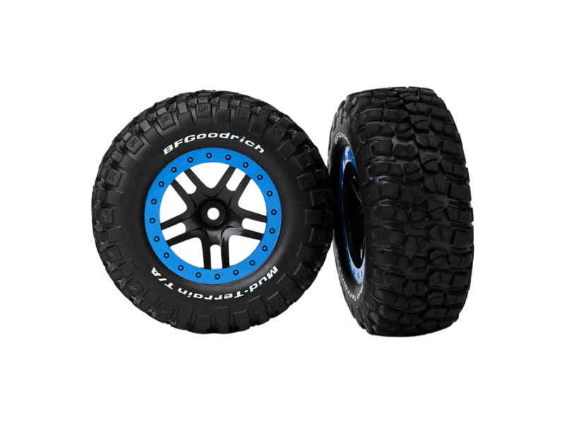 Traxxas kolo 2.2/3.0", disk SCT Split-Spoke černý-modrý, pneu KM2 (2)