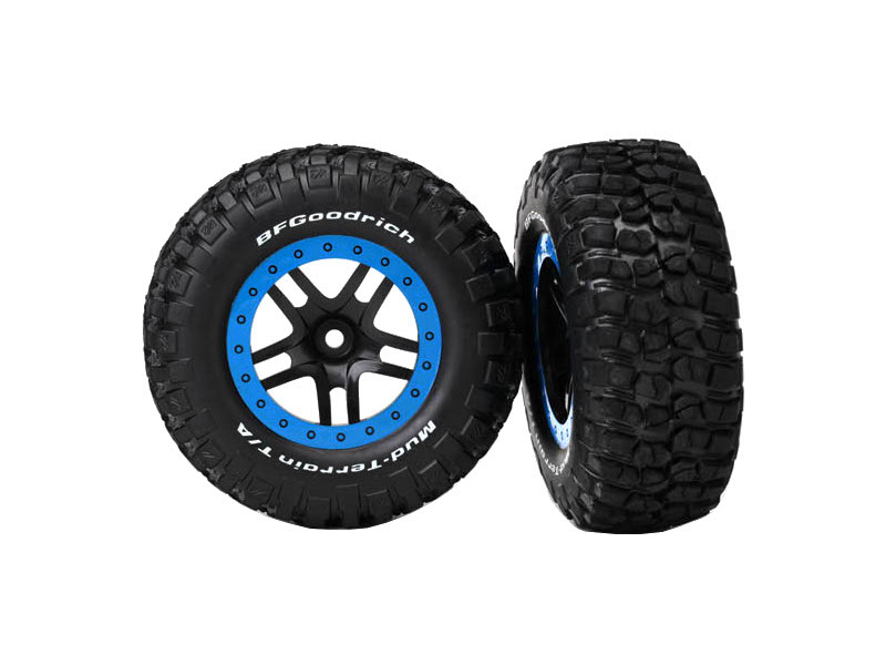 Traxxas kolo 2.2/3.0", disk SCT Split-Spoke černý-modrý, pneu KM2 (2) (2WD přední)