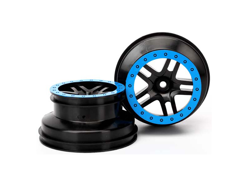 Traxxas disk 2.2/3.0" SCT Split-Spoke černý-modrý (2) (2WD přední)