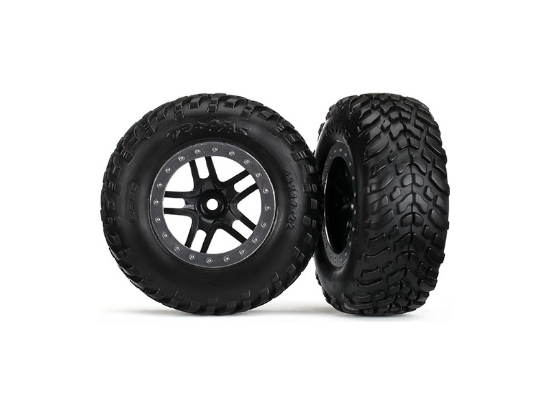 Traxxas kolo 2.2/3.0", disk SCT Split-Spoke černý-saténový, pneu SCT (2)