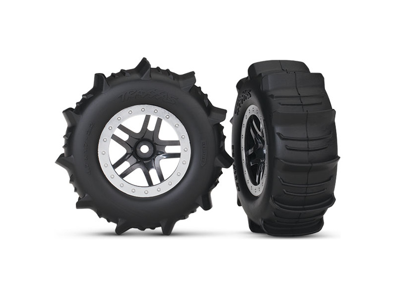 Traxxas kolo 2.2/3.0", disk SCT Split-Spoke saténový chrom, pneu Paddle (2) | pkmodelar.cz