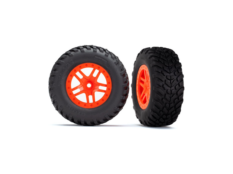 Traxxas kolo 2.2/3.0", disk SCT Split-Spoke oranžový, pneu SCT (2)