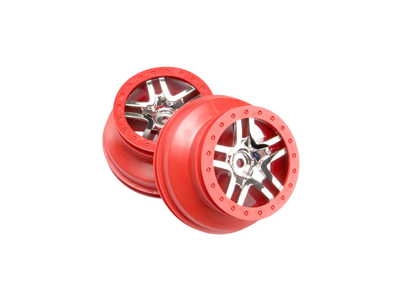 Traxxas disk 2.2/3.0" SCT Split-Spoke stříbrný-červený (2)