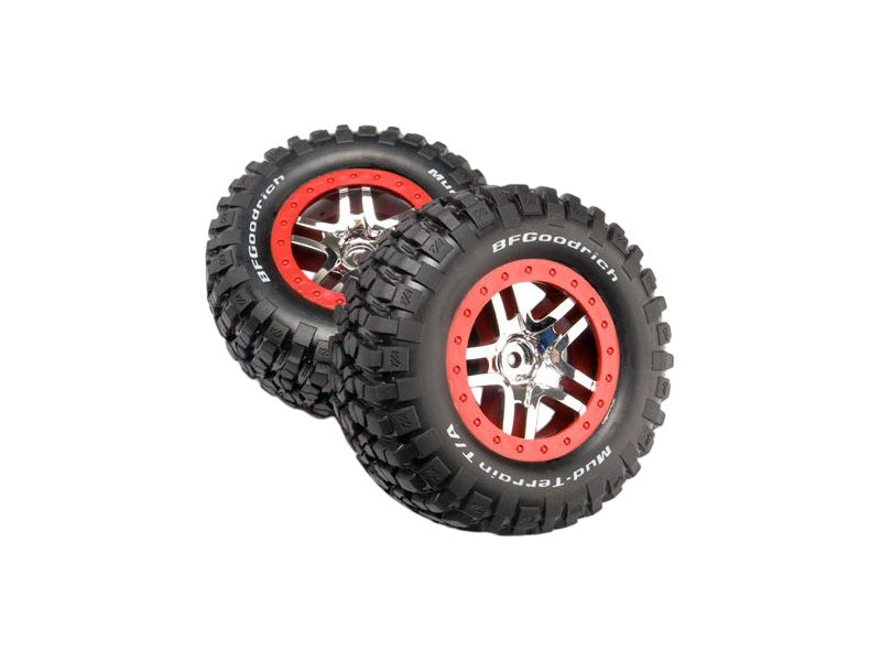 Traxxas kolo 2.2/3.0", disk SCT Split-Spoke stříbrný-červený, pneu KM2 (2)