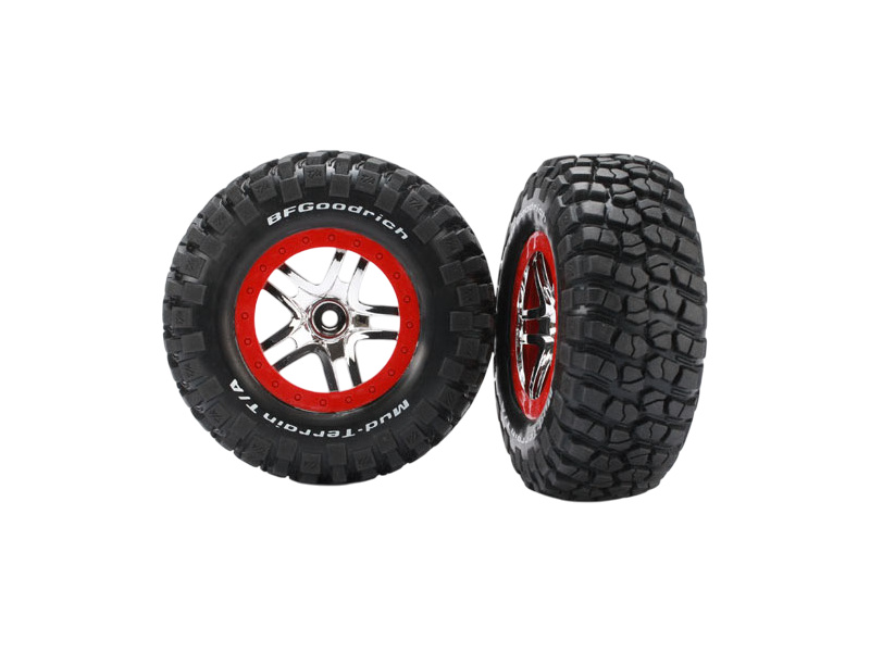 Traxxas kolo 2.2/3.0", disk SCT Split-Spoke stříbrný-červený, pneu KM2 S1 (2)