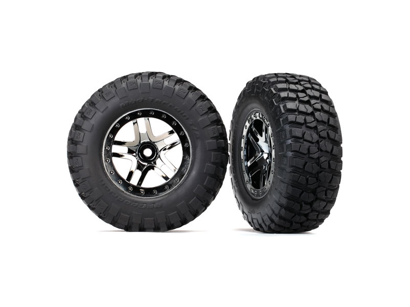 Traxxas kolo 2.2/3.0", disk SCT Split-Spoke chrom černý, pneu KM2 (2)