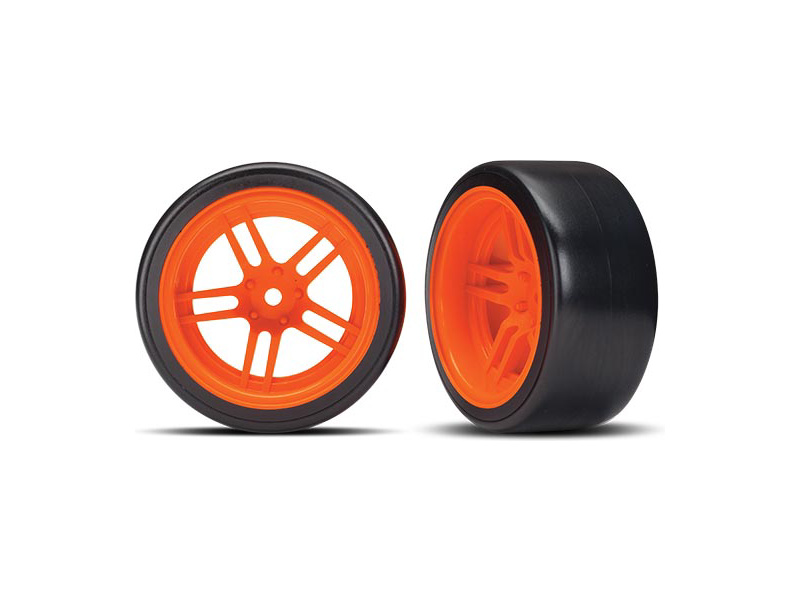 Traxxas kolo 1.9", disk split-spoke oranžový, pneu Drift (2) (zadní)