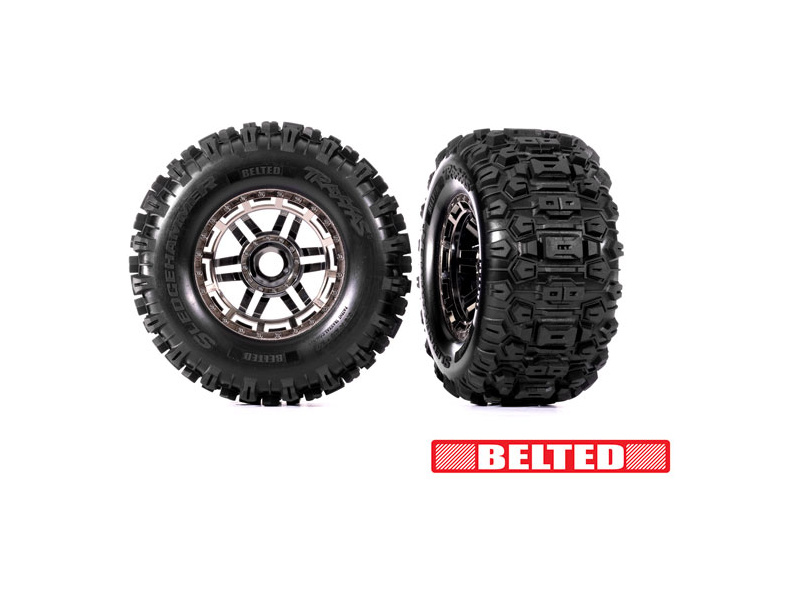 Traxxas kolo 2.9/3.8", disk černý chrom, pneu Sledgehammer All-Terrain belted (2)