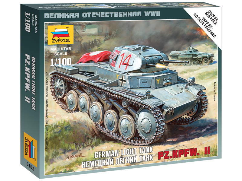 Plastikový model tanku Zvezda 6102 Easy Kit Panzer II (1:100)