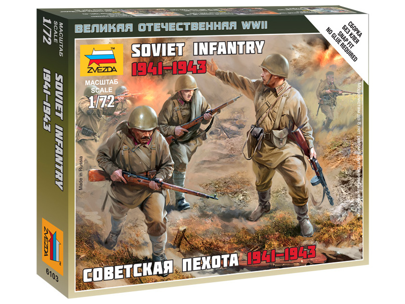 Plastikový model vojáků Zvezda 6103 figurky - sovětská pěchota 1941 (1:72) | pkmodelar.cz