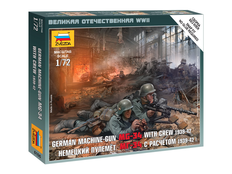 Plastikový model vojenské techniky Zvezda 6106 kulomet MG-34 s vojáky východní fronta 1941 (1:72)