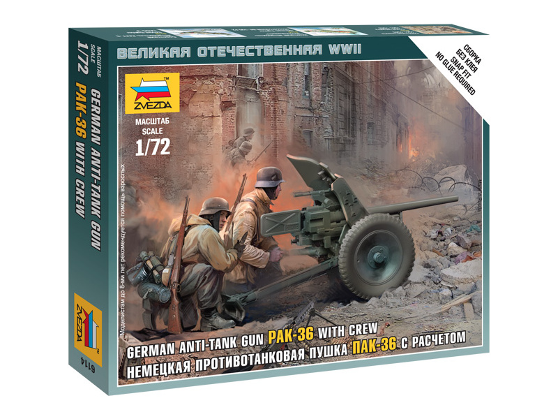 Plastikový model vojenské techniky Zvezda 6114 figurky - Pak-36 s vojáky (1:72)