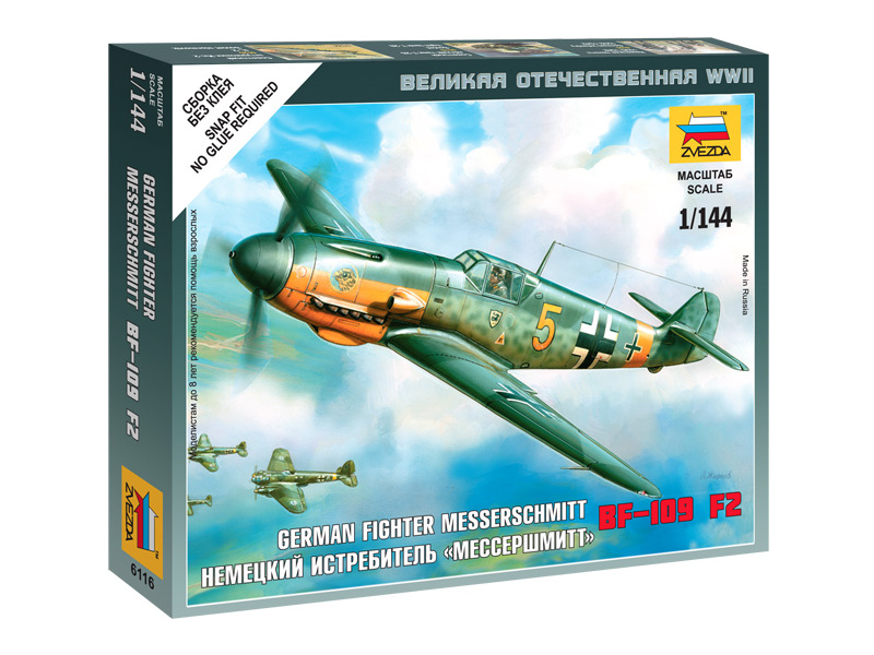 Plastikový model letadla Zvezda 6116 Snap Kit - Messerschmitt Bf-109F-2 (1:144)