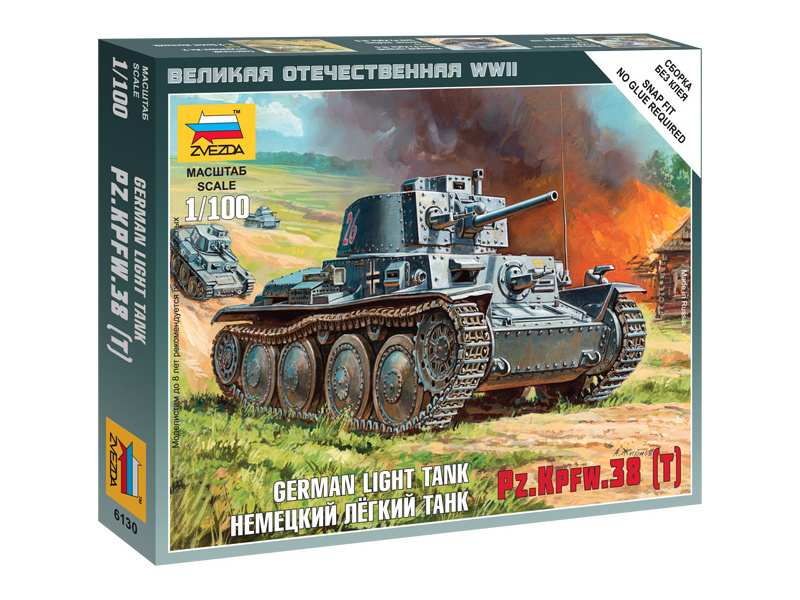 Plastikový model tanku Zvezda 6130 Easy Kit Panzer 38 (t) (1:100)