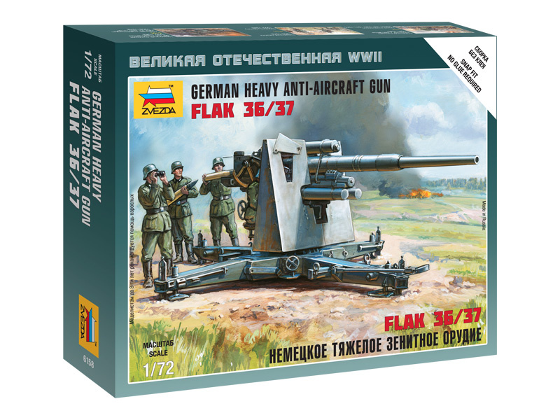 Plastikový model vojenské techniky Zvezda 6158 Easy Kit Flak 36/37 (1:72)