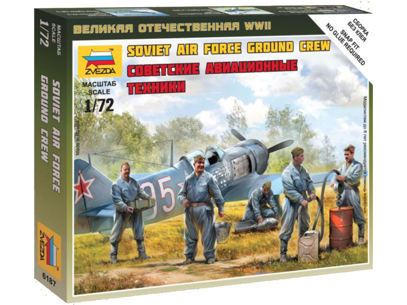 Plastikový model vojáků Zvezda 6187 figurky Soviet airforce ground crew (1:72)