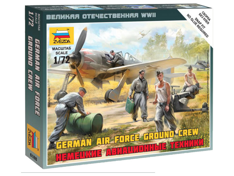 Plastikový model vojáků Zvezda 6188 figurky German airforce ground crew (1:72)