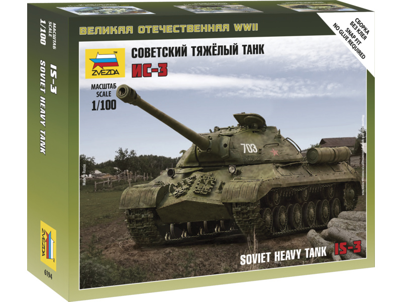 Plastikový model tanku Zvezda 6194 Snap Kit Wargames WWII IS-3 (1:100)