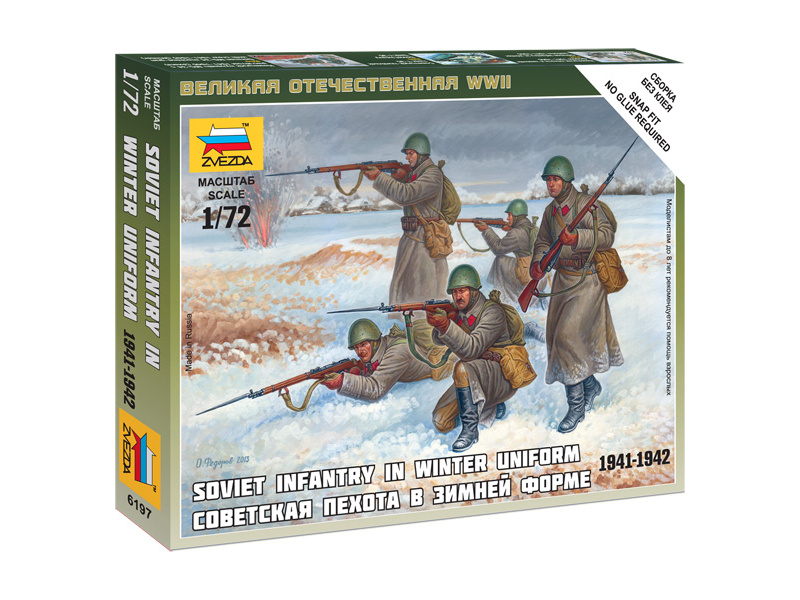 Plastikový model vojáků Zvezda 6197 figurky - sovětská pěchota (zimní uniforma) (1:72)