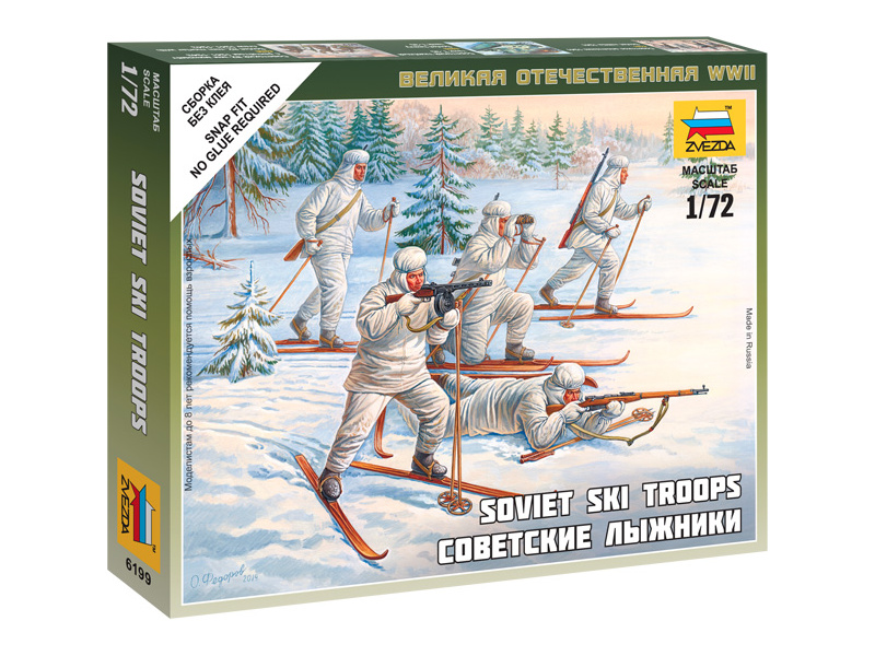 Plastikový model vojáků Zvezda 6199 figurky Soviet Skiers (1:72)