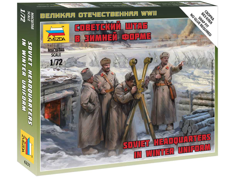 Plastikový model vojáků Zvezda 6231 Sovětské velitelství v zimních uniformách (1:72)