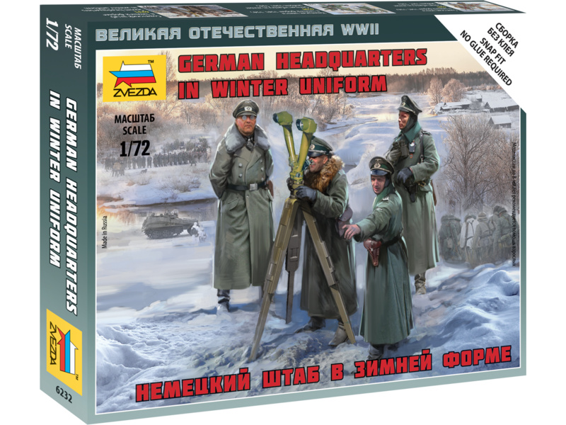 Plastikový model vojáků Zvezda 6232 figurky - německé velitelství WW2 zima (1:72)