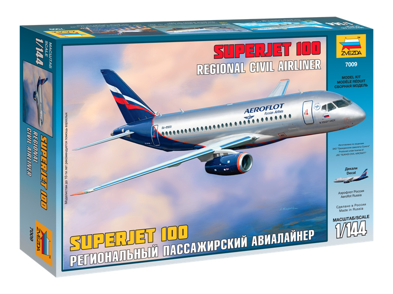 Plastikový model letadla Zvezda 7009 Sukhoi Superjet 100 (1:144)