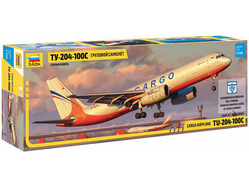 Plastikový model letadla Zvezda 7031 Tupolev Tu-204-100 Cargo (1:144)